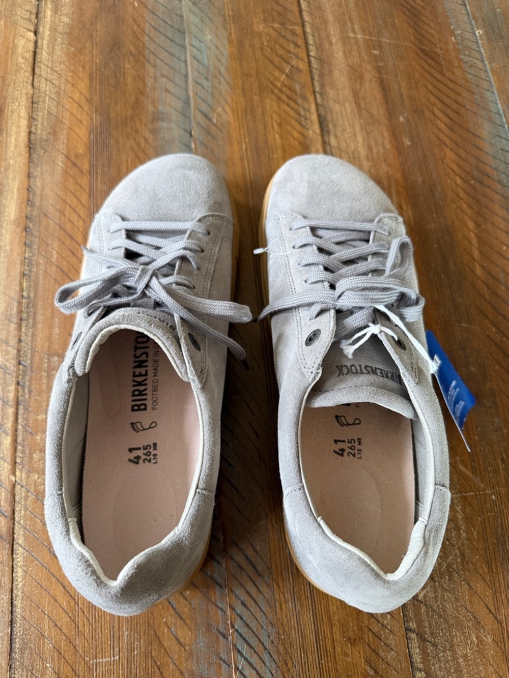 Women’s Birkenstock Ben Low Sneaker Shoe New Size 10 Stone Light Gray Suede - Picture 4 of 7